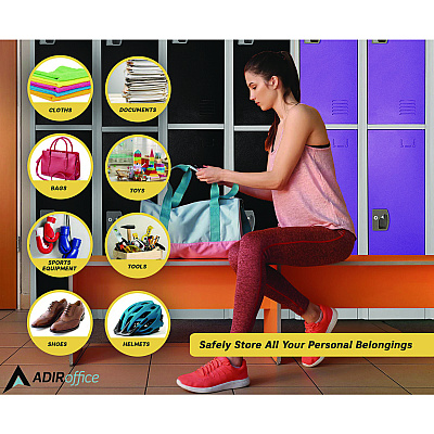 AdirOffice Steel Storage Locker, 2 Compartment, 12 x 12 x 72, Purple (ALHI629202PUR)