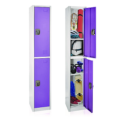 AdirOffice Steel Storage Locker, 2 Compartment, 12 x 12 x 72, Purple (ALHI629202PUR)