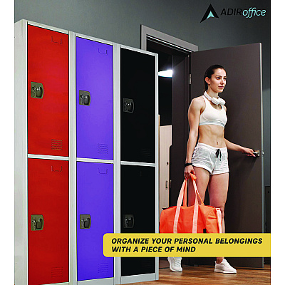 AdirOffice Steel Storage Locker, 2 Compartment, 12 x 12 x 72, Purple (ALHI629202PUR)