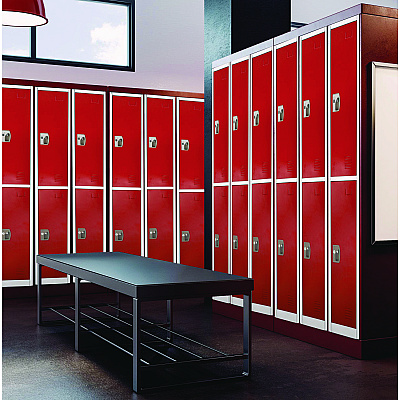 AdirOffice Steel Storage Locker, 2 Compartment, 12 x 12 x 72, Red (ALHI629202RED)