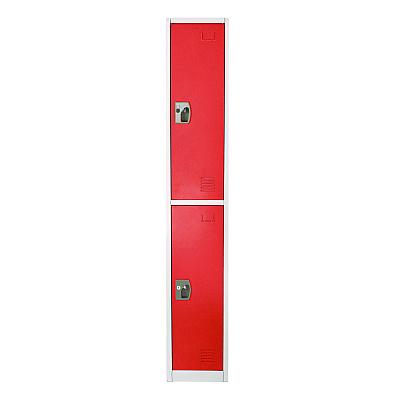 AdirOffice Steel Storage Locker, 2 Compartment, 12 x 12 x 72, Red (ALHI629202RED)