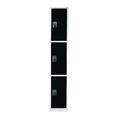 AdirOffice Steel Storage Locker, 3 Compartment, 12 x 12 x 72, Black (ALHI629203BLK)