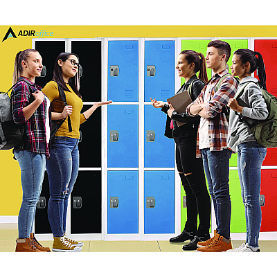 AdirOffice Steel Storage Locker, 3 Compartment, 12 x 12 x 72, Blue (ALHI629203BLU)