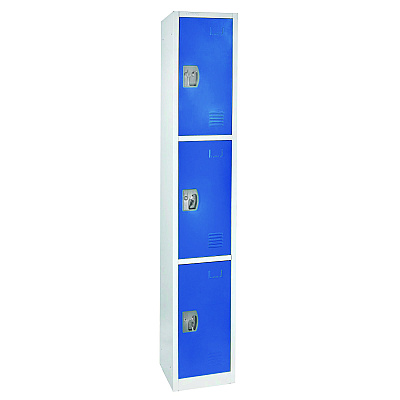 AdirOffice Steel Storage Locker, 3 Compartment, 12 x 12 x 72, Blue (ALHI629203BLU)