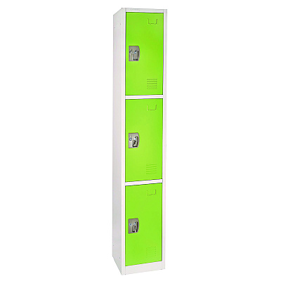 AdirOffice Steel Storage Locker, 3 Compartment, 12 x 12 x 72, Green (ALHI629203GRN)