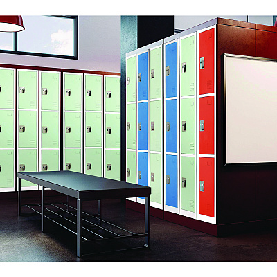 AdirOffice Steel Storage Locker, 3 Compartment, 12 x 12 x 72, Misty Green (ALHI629203MGRN)