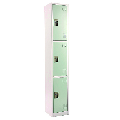 AdirOffice Steel Storage Locker, 3 Compartment, 12 x 12 x 72, Misty Green (ALHI629203MGRN)