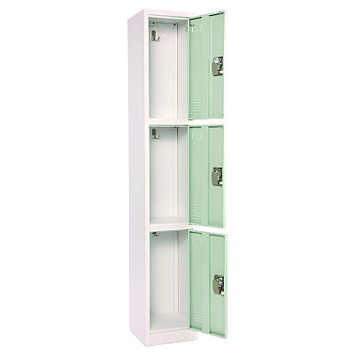 AdirOffice Steel Storage Locker, 3 Compartment, 12 x 12 x 72, Misty Green (ALHI629203MGRN)