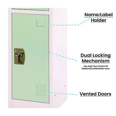 AdirOffice Steel Storage Locker, 3 Compartment, 12 x 12 x 72, Misty Green (ALHI629203MGRN)