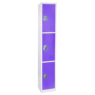 AdirOffice Steel Storage Locker, 3 Compartment, 12 x 12 x 72, Purple (ALHI629203PUR)