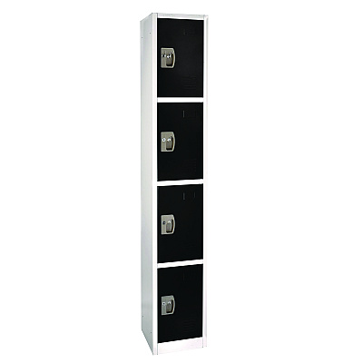 AdirOffice Steel Storage Locker, 4 Compartment, 12 x 12 x 72, Black (ALHI629204BLK)
