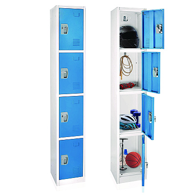 AdirOffice Steel Storage Locker, 4 Compartment, 12 x 12 x 72, Blue (ALHI629204BLU)