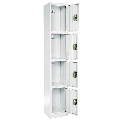 AdirOffice Steel Storage Locker, 4 Compartment, 12 x 12 x 72, White (ALHI629204WHI)