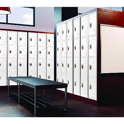 AdirOffice Steel Storage Locker, 4 Compartment, 12 x 12 x 72, White (ALHI629204WHI)