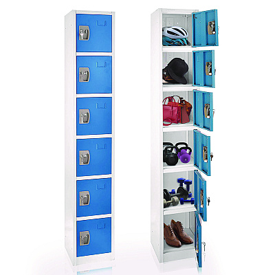 AdirOffice Steel Storage Locker, 6 Compartment, 12 x 12 x 72, Blue (ALHI629206BLU)