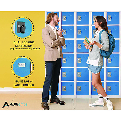 AdirOffice Steel Storage Locker, 6 Compartment, 12 x 12 x 72, Blue (ALHI629206BLU)