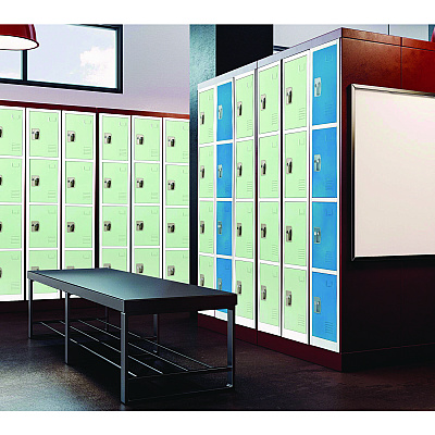 AdirOffice Steel Storage Locker, 4 Compartment, 12 x 12 x 72, Misty Green (ALHI629204MGRN)