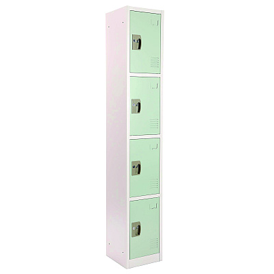 AdirOffice Steel Storage Locker, 4 Compartment, 12 x 12 x 72, Misty Green (ALHI629204MGRN)