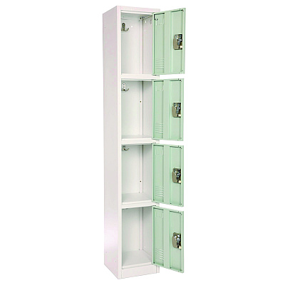AdirOffice Steel Storage Locker, 4 Compartment, 12 x 12 x 72, Misty Green (ALHI629204MGRN)