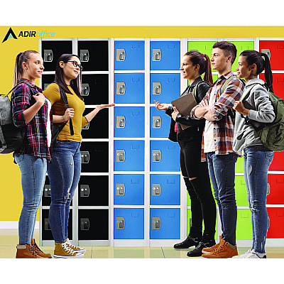 AdirOffice Steel Storage Locker, 6 Compartment, 12 x 12 x 72, Blue (ALHI629206BLU)