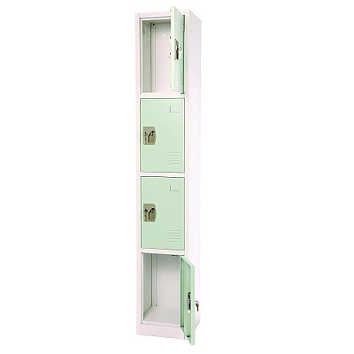 AdirOffice Steel Storage Locker, 4 Compartment, 12 x 12 x 72, Misty Green (ALHI629204MGRN)