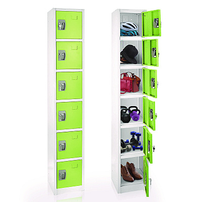 AdirOffice Steel Storage Locker, 6 Compartment, 12 x 12 x 72, Green (ALHI629206GRN)