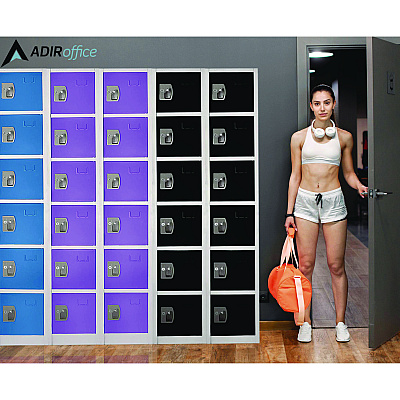 AdirOffice Steel Storage Locker, 6 Compartment, 12 x 12 x 72, Green (ALHI629206GRN)