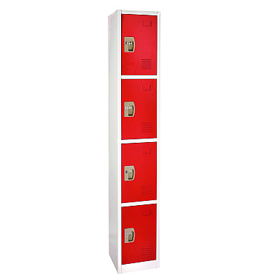 AdirOffice Steel Storage Locker, 4 Compartment, 12 x 12 x 72, Red (ALHI629204RED)