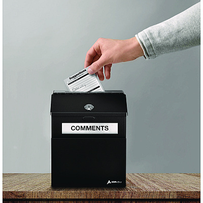 AdirOffice Wall Mountable Steel Suggestion Secure Drop Box with Key, 7 x 6 x 8.5, Stainless Steel 304, Black (ALHI63101BLK)