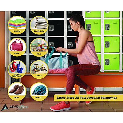 AdirOffice Steel Storage Locker, 6 Compartment, 12 x 12 x 72, Green (ALHI629206GRN)