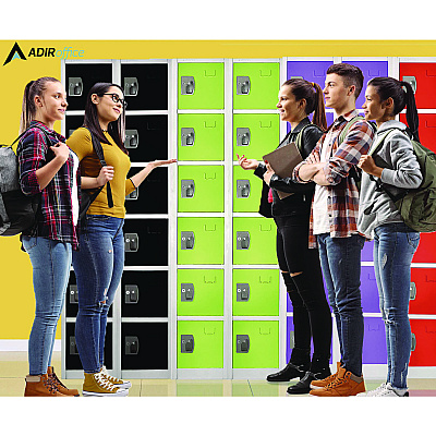 AdirOffice Steel Storage Locker, 6 Compartment, 12 x 12 x 72, Green (ALHI629206GRN)