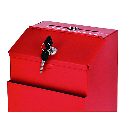 AdirOffice Wall Mountable Steel Suggestion Secure Drop Box with Key, 7 x 6 x 8.5, Stainless Steel 304, Red (ALHI63101RED)