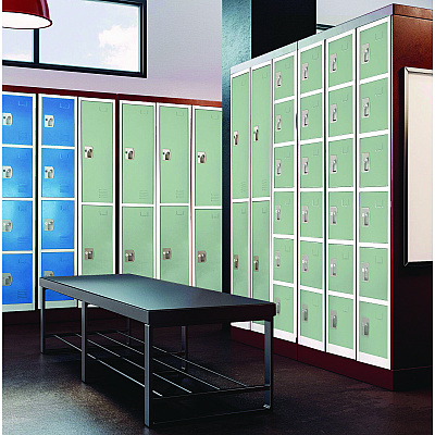 AdirOffice Steel Storage Locker, 6 Compartment, 12 x 12 x 72, Misty Green (ALHI629206MGRN)