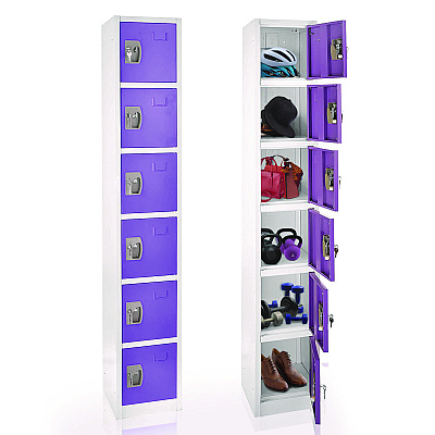 AdirOffice Steel Storage Locker, 6 Compartment, 12 x 12 x 72, Purple (ALHI629206PUR)