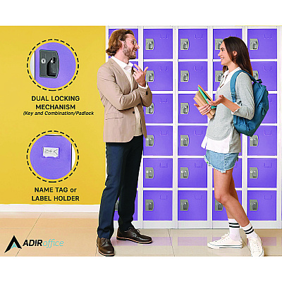 AdirOffice Steel Storage Locker, 6 Compartment, 12 x 12 x 72, Purple (ALHI629206PUR)