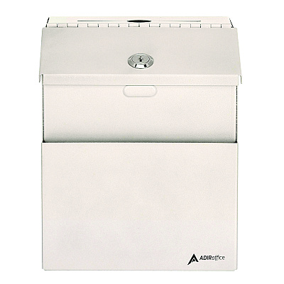 AdirOffice Wall Mountable Steel Suggestion Secure Drop Box with Key, 7 x 6 x 8.5, Stainless Steel 304, White (ALHI63101WHI)