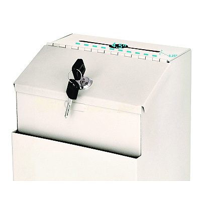 AdirOffice Wall Mountable Steel Suggestion Secure Drop Box with Key, 7 x 6 x 8.5, Stainless Steel 304, White (ALHI63101WHI)