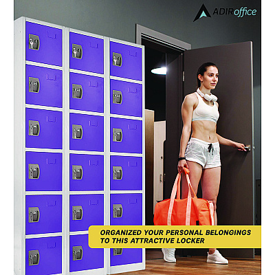 AdirOffice Steel Storage Locker, 6 Compartment, 12 x 12 x 72, Purple (ALHI629206PUR)