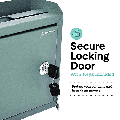 AdirOffice Medium Size Steel Multi-Purpose Secure Drop Box, 9.8 x 3.4 x 7.5, Gray (ALHI63102GRY)