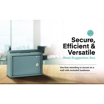 AdirOffice Medium Size Steel Multi-Purpose Secure Drop Box, 9.8 x 3.4 x 7.5, Gray (ALHI63102GRY)