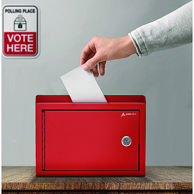 AdirOffice Medium Size Steel Multi-Purpose Secure Drop Box, 9.8 x 3.4 x 7.5, Red (ALHI63102RED)