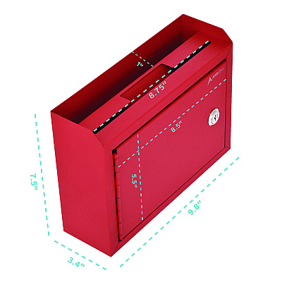 AdirOffice Medium Size Steel Multi-Purpose Secure Drop Box, 9.8 x 3.4 x 7.5, Red (ALHI63102RED)