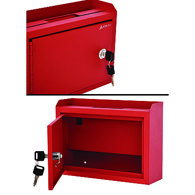 AdirOffice Medium Size Steel Multi-Purpose Secure Drop Box, 9.8 x 3.4 x 7.5, Red (ALHI63102RED)