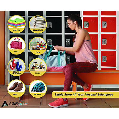 AdirOffice Steel Storage Locker, 6 Compartment, 12 x 12 x 72, Red (ALHI629206RED)