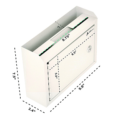 AdirOffice Medium Size Steel Multi-Purpose Secure Drop Box, 9.8 x 3.4 x 7.5, White (ALHI63102WHI)