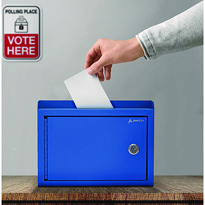 AdirOffice Medium Size Steel Multi-Purpose Secure Drop Box, 9.8 x 3.4 x 7.5, Blue (ALHI63102BLU)