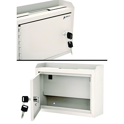 AdirOffice Medium Size Steel Multi-Purpose Secure Drop Box, 9.8 x 3.4 x 7.5, White (ALHI63102WHI)