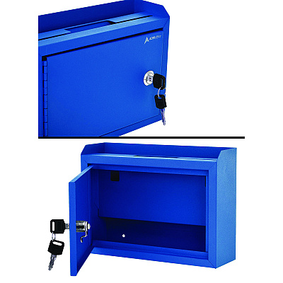 AdirOffice Medium Size Steel Multi-Purpose Secure Drop Box, 9.8 x 3.4 x 7.5, Blue (ALHI63102BLU)