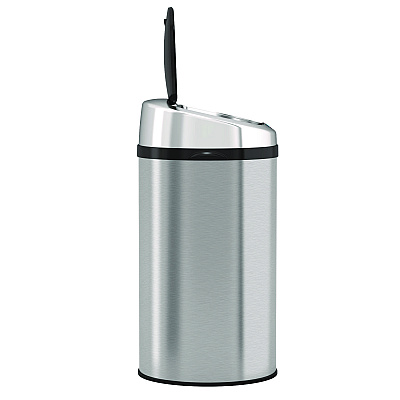 HLS Commercial Sensor Trash Can, 8 gal, Plastic/Stainless Steel, Silver (HLMHLS08RCB)