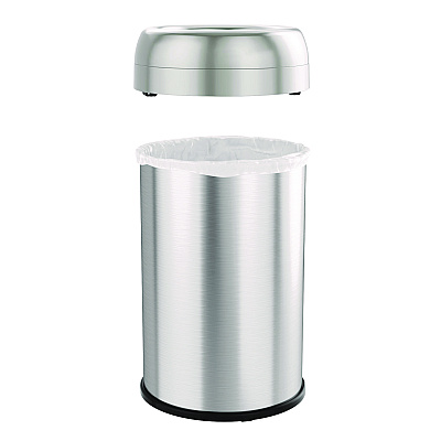 HLS Commercial Open Top Trash Can, 13 gal, Plastic/Stainless Steel, Silver (HLMHLS13STR)